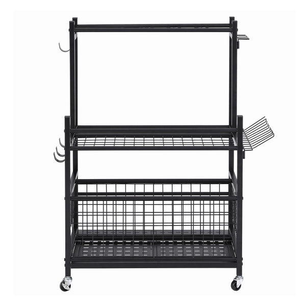 Gardeon Garden Tool Organizer Rack 16 Slots Rolling Garage Storage with Hooks Awezingly