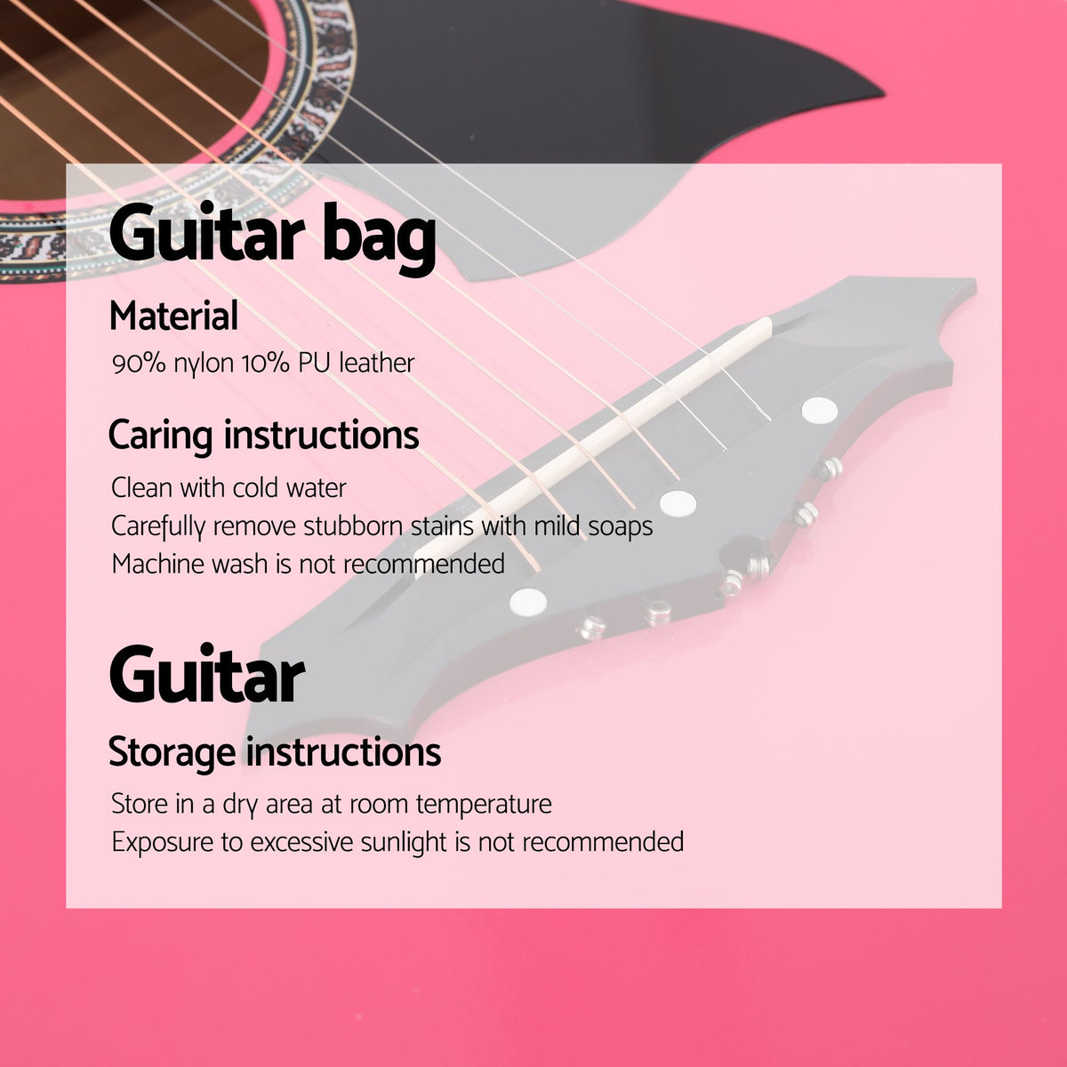 Alpha 38 Inch Acoustic Guitar Folk Cutaway Steel String Pink With Carry Bag Awezingly
