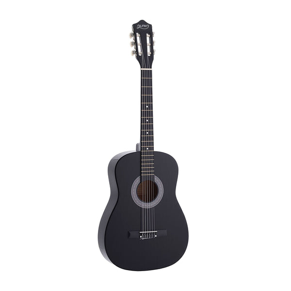 Alpha 38 Inch Acoustic Guitar Full Size Classical Cutaway Nylon String Black Awezingly