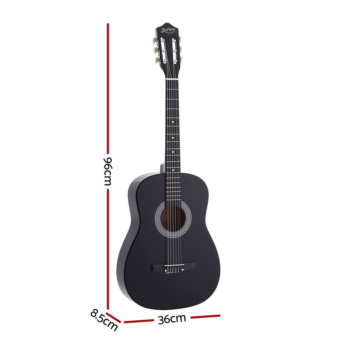 Alpha 38 Inch Acoustic Guitar Full Size Classical Cutaway Nylon String Black Awezingly