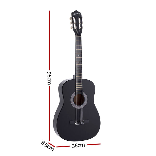 Alpha 38 Inch Acoustic Guitar Full Size Classical Cutaway Nylon String Black Awezingly