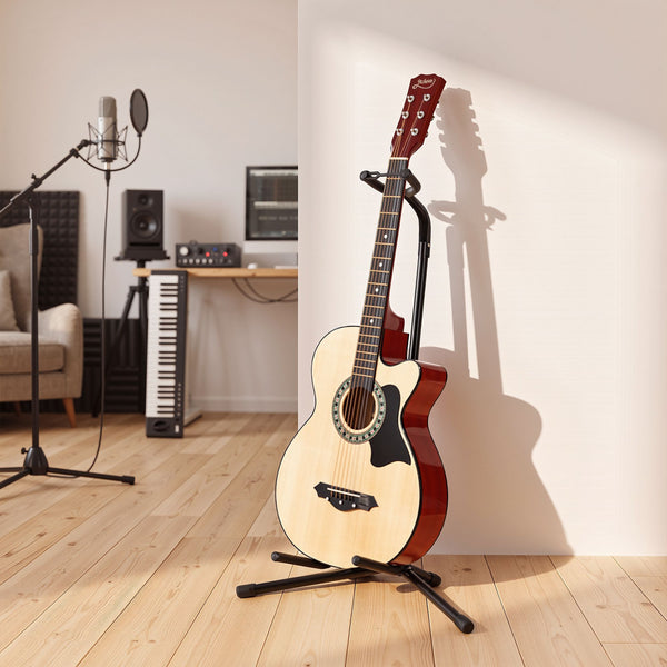 Alpha Iron Adjustable Guitar Stand Folding Instrument Holder Acoustic Bass Rack Black Awezingly