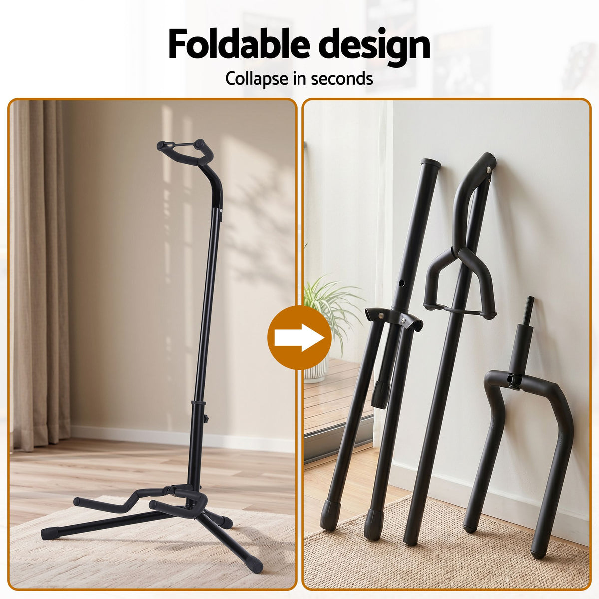 Alpha Iron Adjustable Guitar Stand Folding Instrument Holder Acoustic Bass Rack Black Awezingly