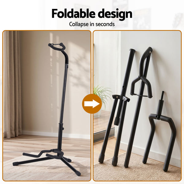 Alpha Iron Adjustable Guitar Stand Folding Instrument Holder Acoustic Bass Rack Black Awezingly