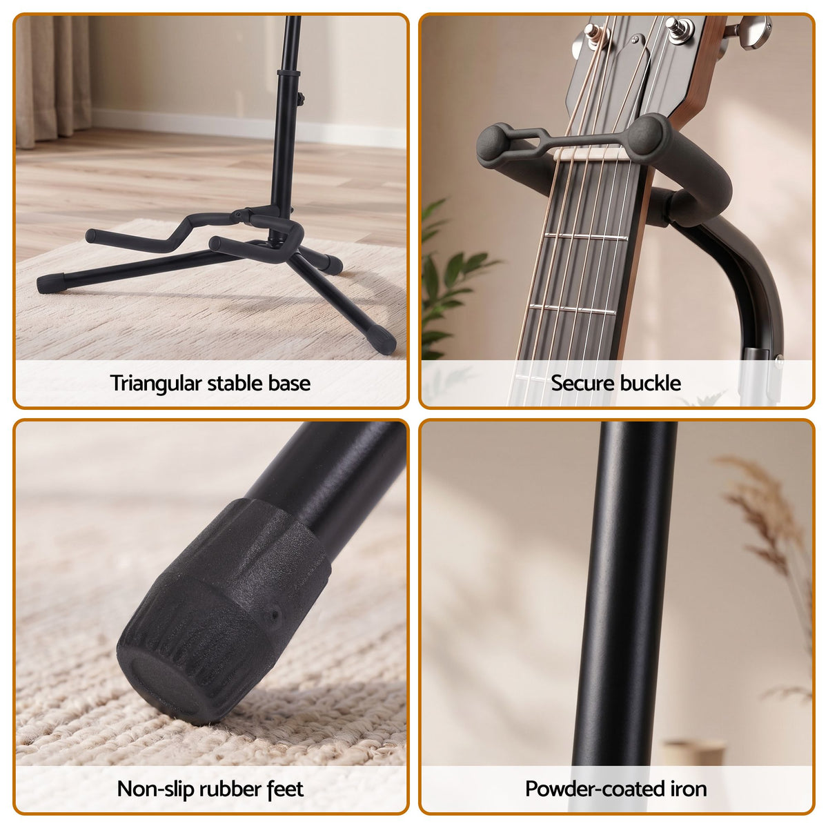 Alpha Iron Adjustable Guitar Stand Folding Instrument Holder Acoustic Bass Rack Black Awezingly