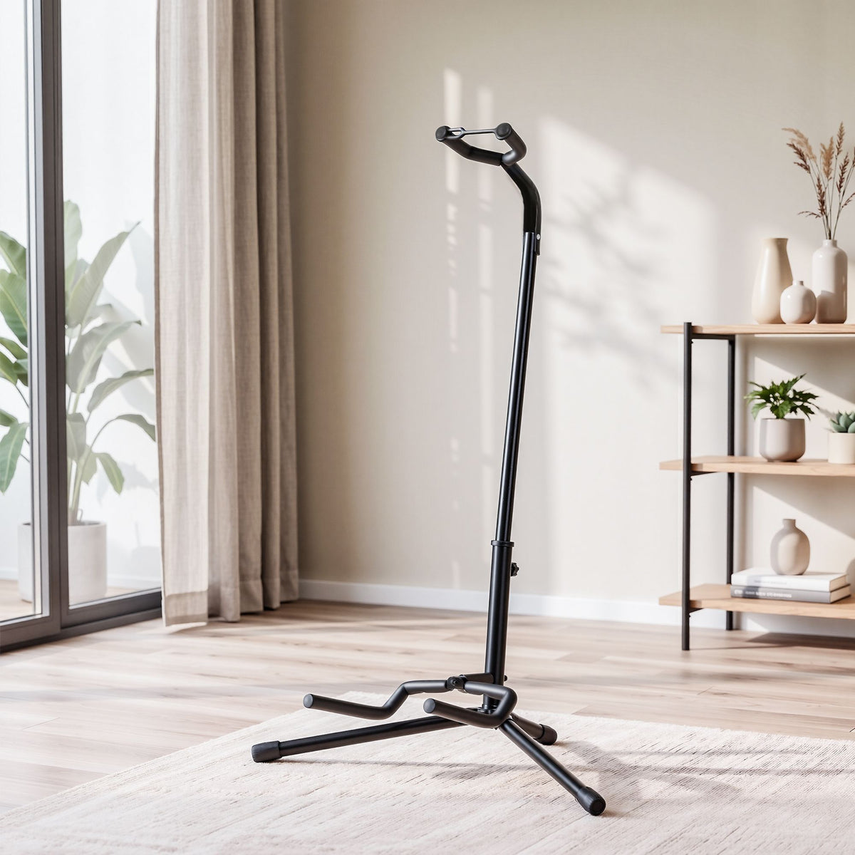 Alpha Iron Adjustable Guitar Stand Folding Instrument Holder Acoustic Bass Rack Black Awezingly