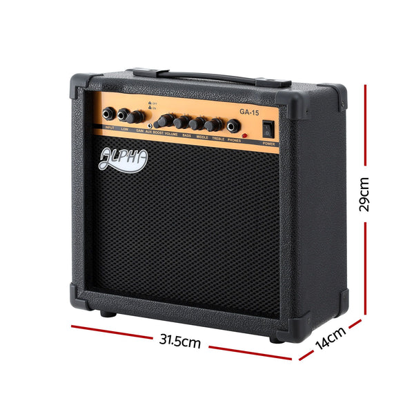 Alpha 20W Guitar Amplifier Portable Practice Amp Overdrive 3-Band EQ Black Awezingly