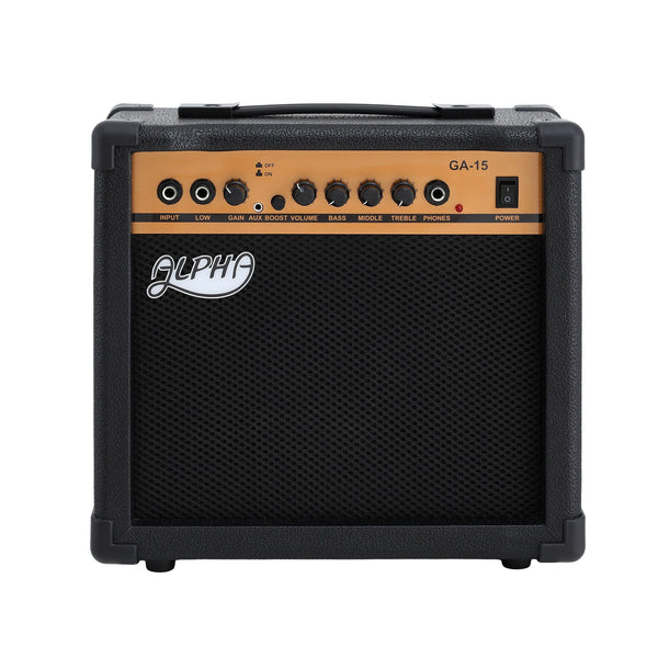 Alpha 20W Guitar Amplifier Portable Practice Amp Overdrive 3-Band EQ Black Awezingly