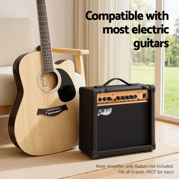 Alpha 20W Guitar Amplifier Portable Practice Amp Overdrive 3-Band EQ Black Awezingly