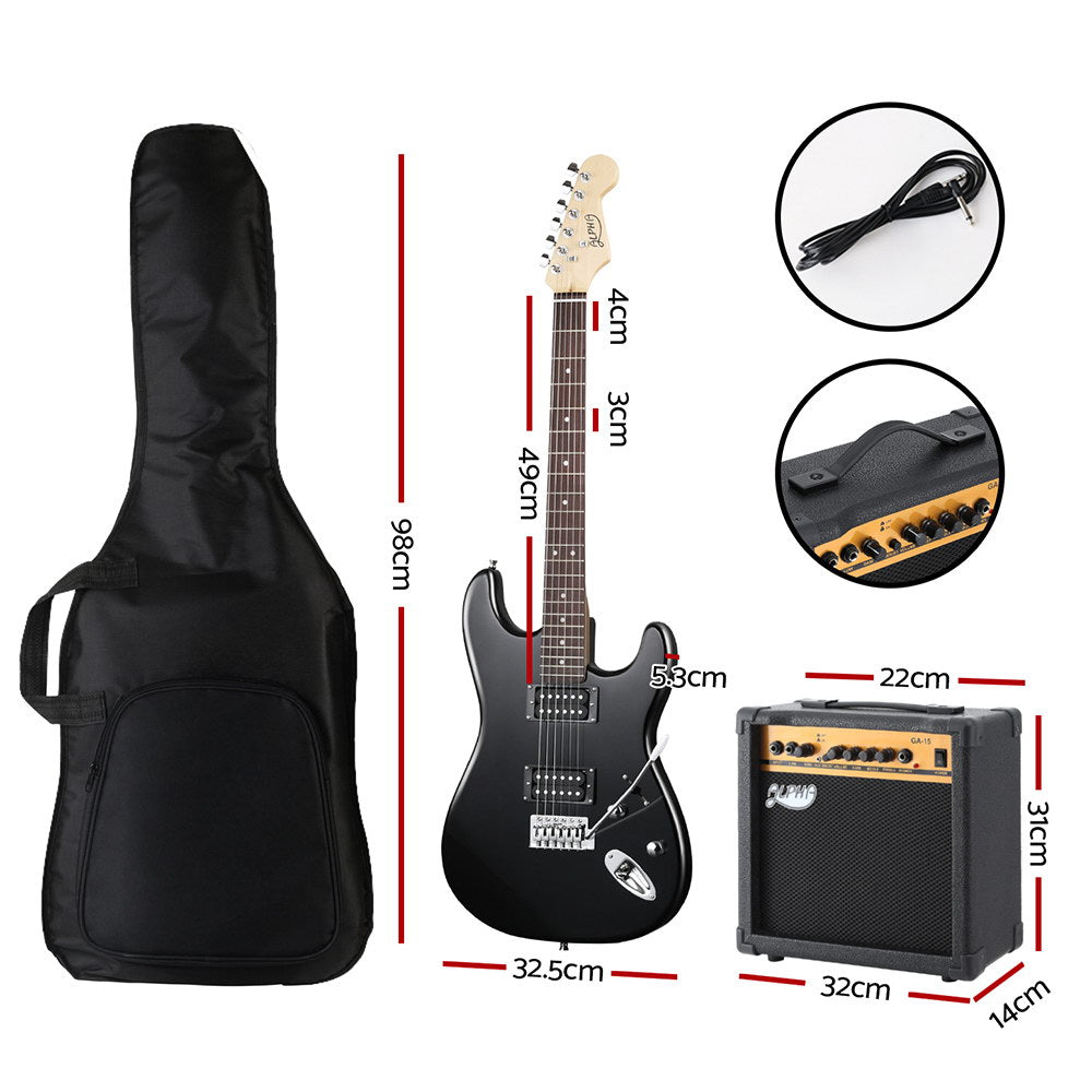 Alpha Electric Guitar Music String Instrument 20W Amplifier Black Alpha
