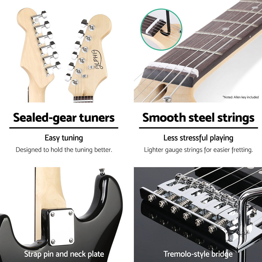 Alpha Electric Guitar Music String Instrument 20W Amplifier Black Alpha