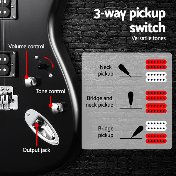 Alpha Electric Guitar Music String Instrument 20W Amplifier Black Alpha