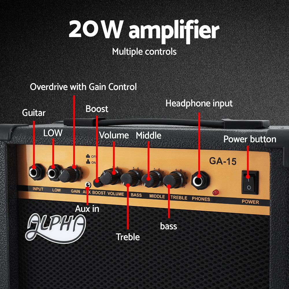 Alpha Electric Guitar Music String Instrument 20W Amplifier Alpha