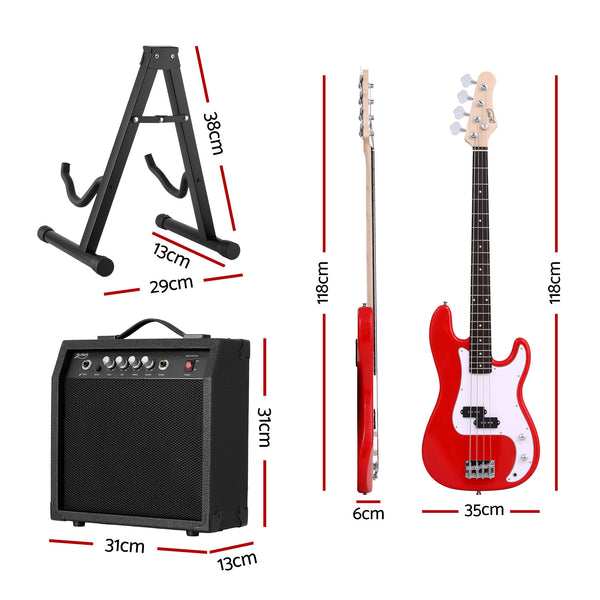Alpha Electric Guitar Bass 47 Inch Set Kit 40W Bass Guitar Amplifier Guitar Stand Folding Awezingly