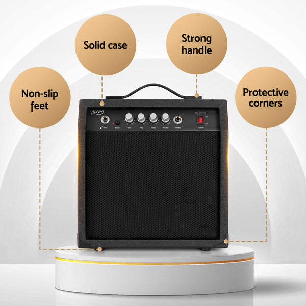 Alpha Electric Guitar Bass 47 Inch Set Kit 40W Bass Guitar Amplifier Guitar Stand Folding Awezingly