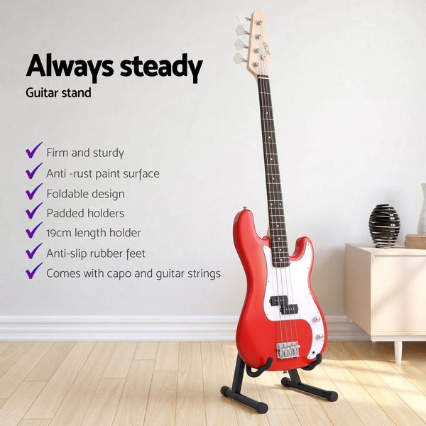 Alpha Electric Guitar Bass 47 Inch Set Kit 40W Bass Guitar Amplifier Guitar Stand Folding Awezingly