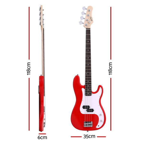 Alpha Electric Guitar Bass  47 Inch Red Alpha