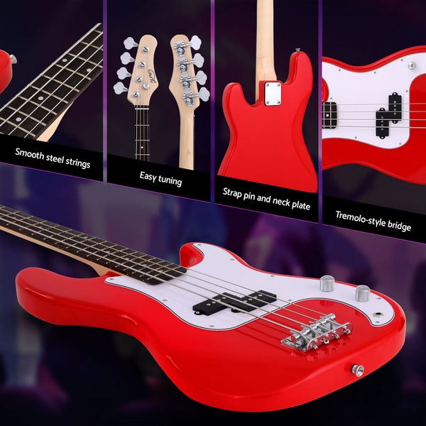 Alpha Electric Guitar Bass  47 Inch Red Alpha