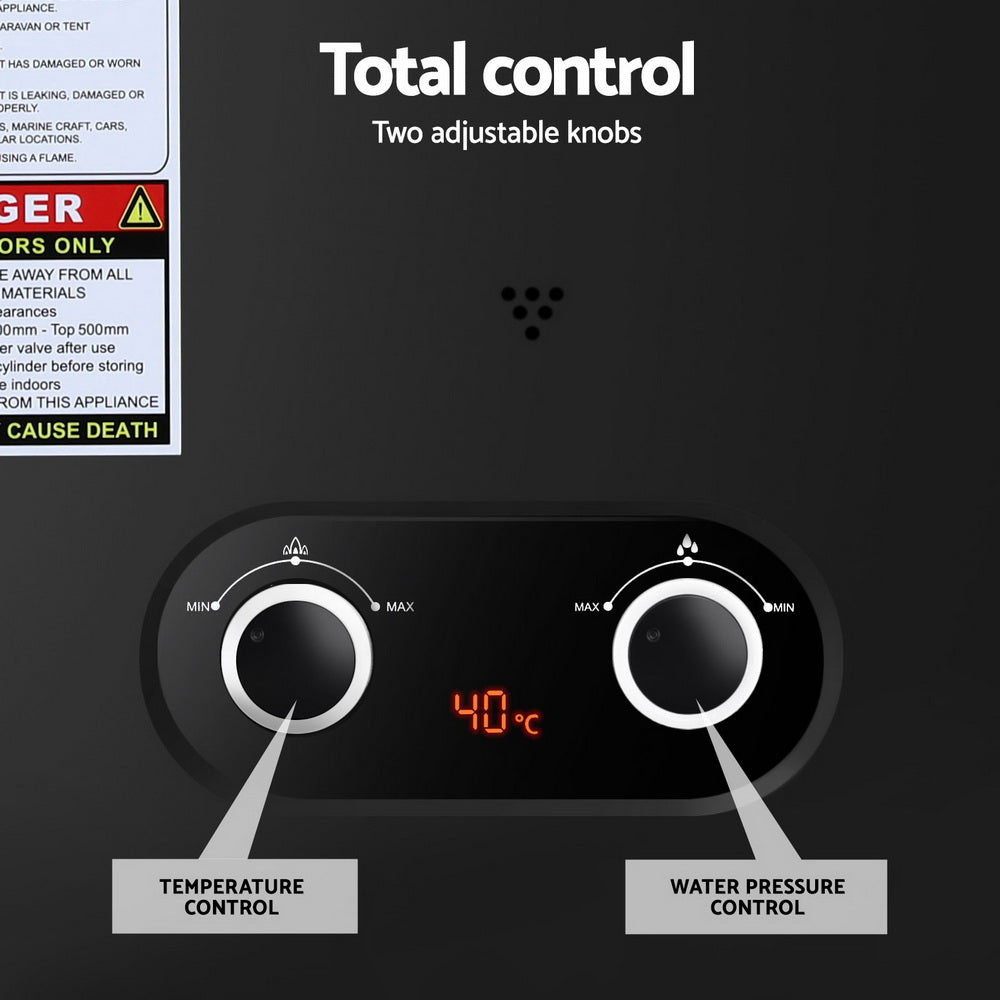 Devanti Portable Gas Water Heater LPG-powered System Black With Pump Devanti