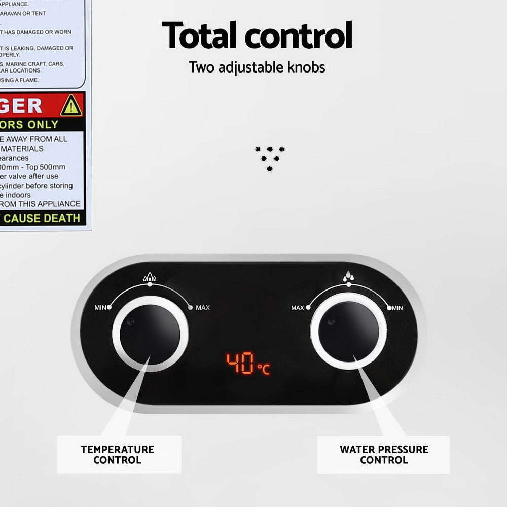 Devanti Portable Gas Water Heater LPG-powered System White With Pump Devanti