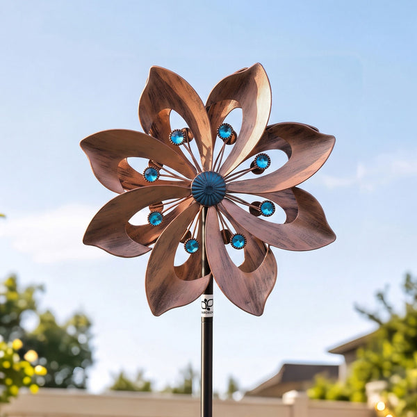 Gardeon Garden Windmill Double Layer Metal Wind Spinner 190cm Bronze Awezingly