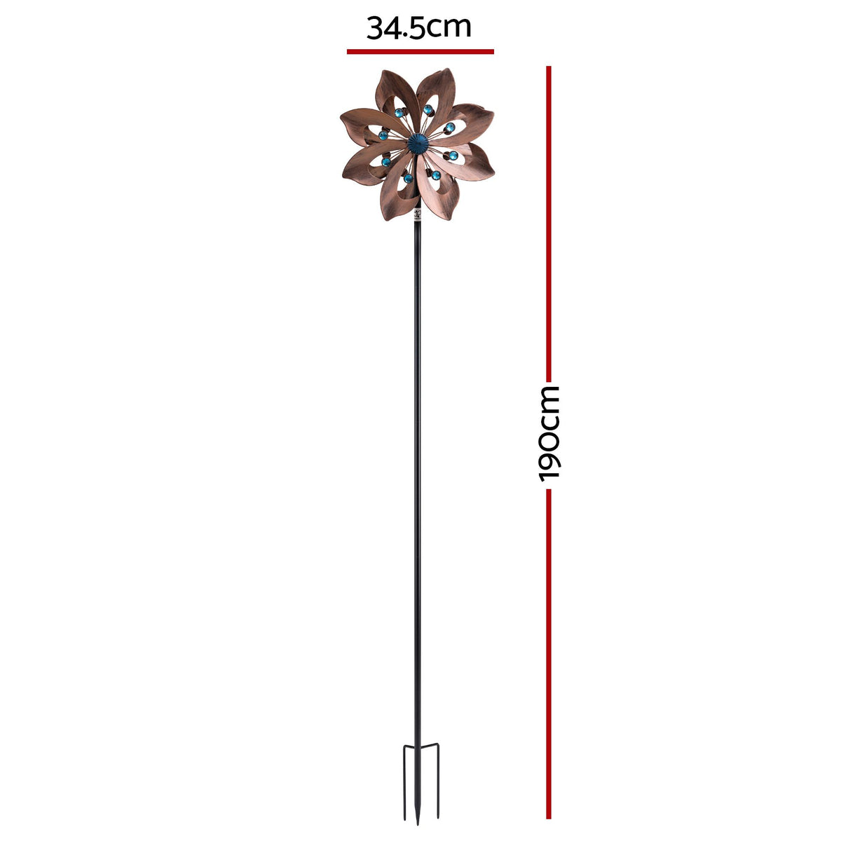 Gardeon Garden Windmill Double Layer Metal Wind Spinner 190cm Bronze Awezingly