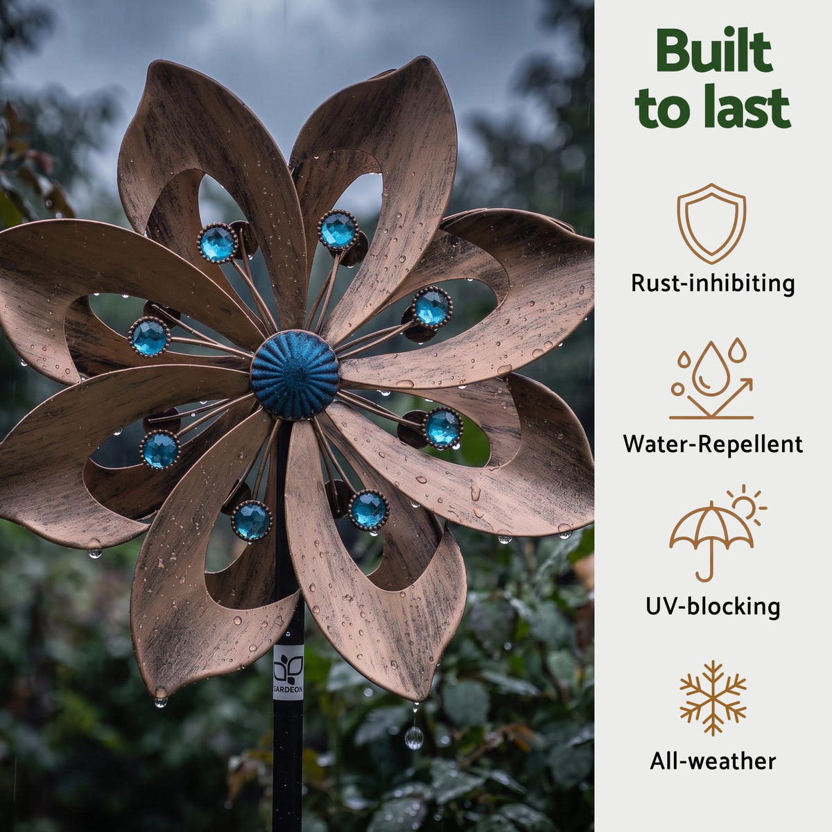 Gardeon Garden Windmill Double Layer Metal Wind Spinner 190cm Bronze Awezingly