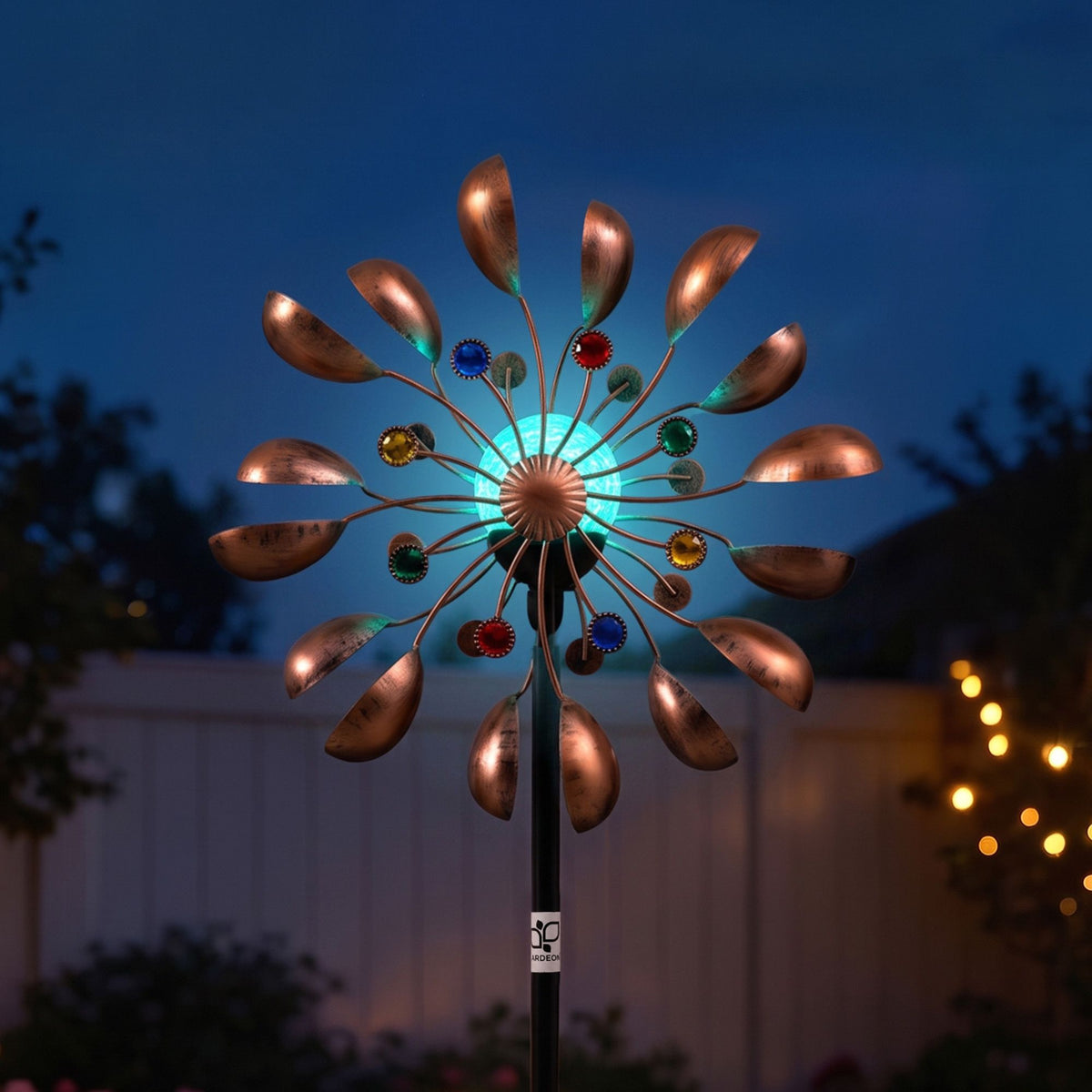 Gardeon Garden Windmill Metal Wind Spinner Solar Light Outdoor 190cmr Bronze Awezingly