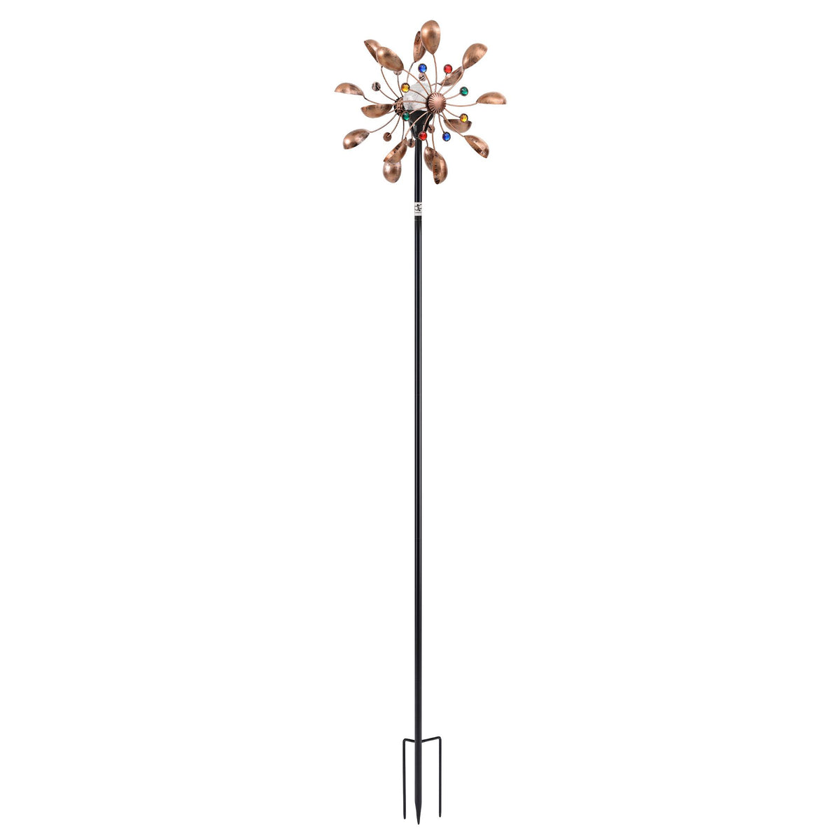 Gardeon Garden Windmill Metal Wind Spinner Solar Light Outdoor 190cmr Bronze Awezingly