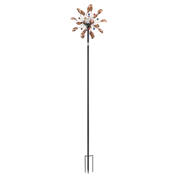 Gardeon Garden Windmill Metal Wind Spinner Solar Light Outdoor 190cmr Bronze Awezingly