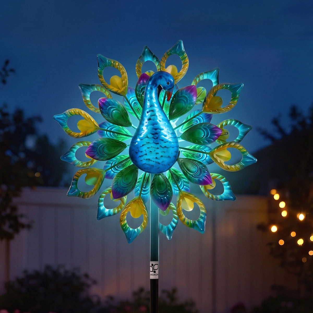 Gardeon Garden Windmill Solar Light Colorful Peacock Metal Spinner 190cm Awezingly