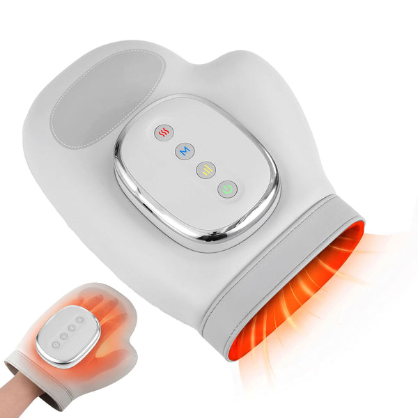 Livemor Hand Massager with Heat and Compression for Arthritis Carpal Tunnel | Large Hand Chamber Fits Left or Right Hand, with 5 Compression Levels, 3 Modes, and 3 Heat Levels, Gift for Women Men Awezingly