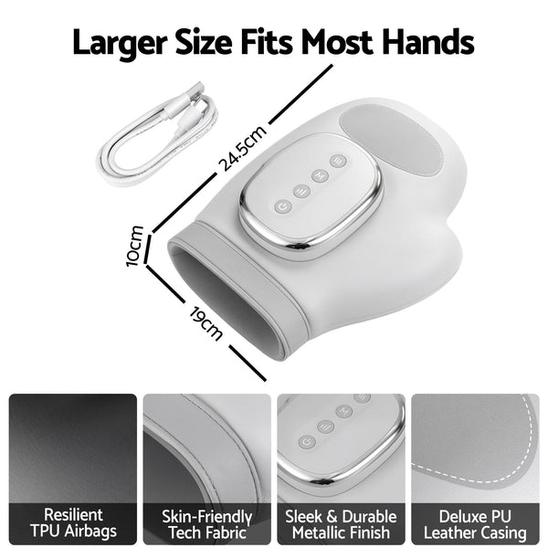 Livemor Hand Massager with Heat and Compression for Arthritis Carpal Tunnel | Large Hand Chamber Fits Left or Right Hand, with 5 Compression Levels, 3 Modes, and 3 Heat Levels, Gift for Women Men Awezingly