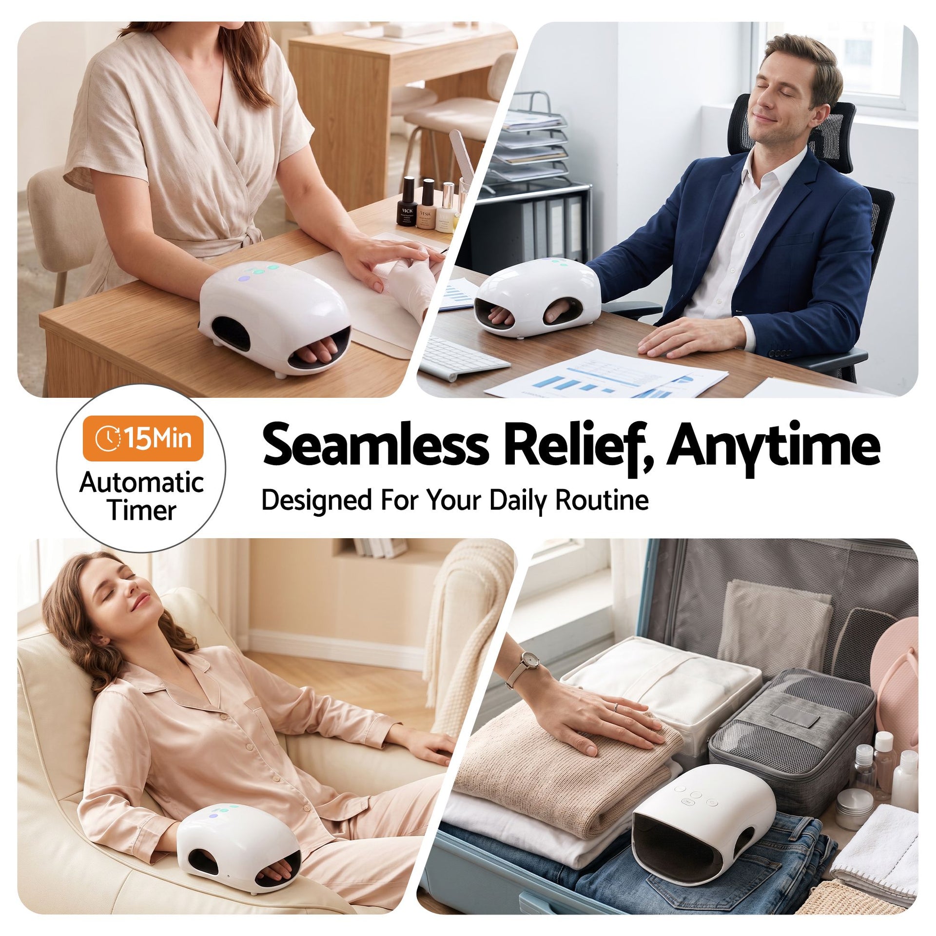 Livemor Hand Massager with Heat and Compression Cordless 3 Modes 3 Temperatures Awezingly