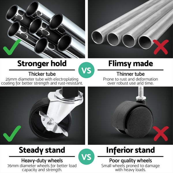 Artiss Clothes Rack Double Rod Airer Rail Coat Stand Adjustable Hanger Artiss