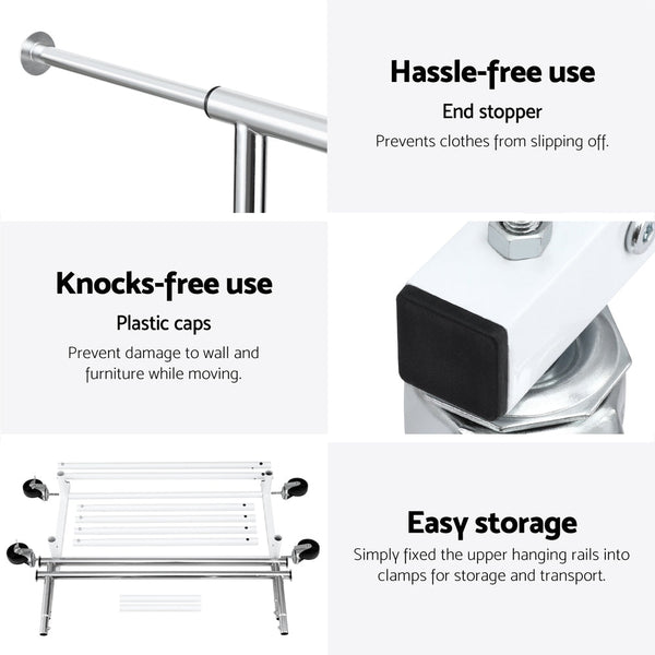 Artiss Clothes Rack Double Rod Airer Rail Coat Stand Adjustable Hanger Artiss