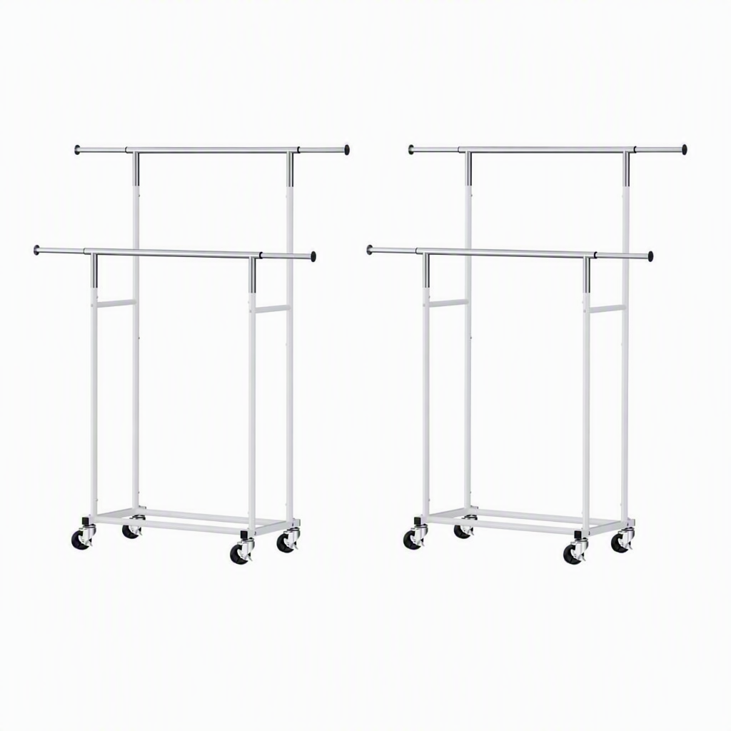 Artiss 2X Clothes Rack Double Rod Airer Rail Coat Stand Adjustable Hanger Awezingly