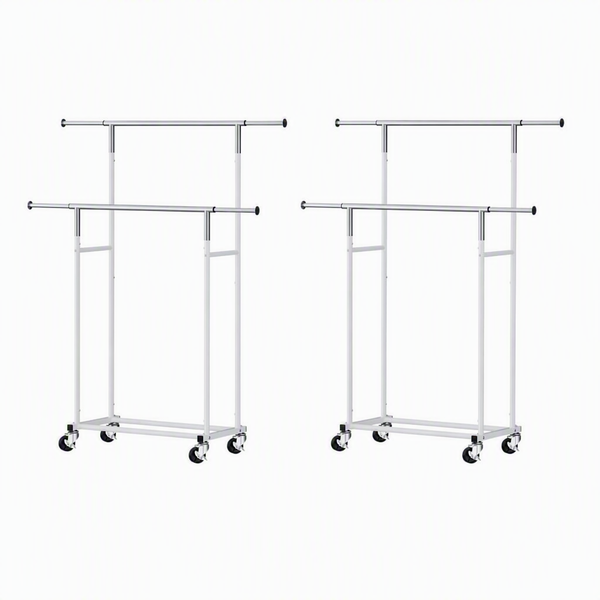 Artiss 2X Clothes Rack Double Rod Airer Rail Coat Stand Adjustable Hanger Awezingly