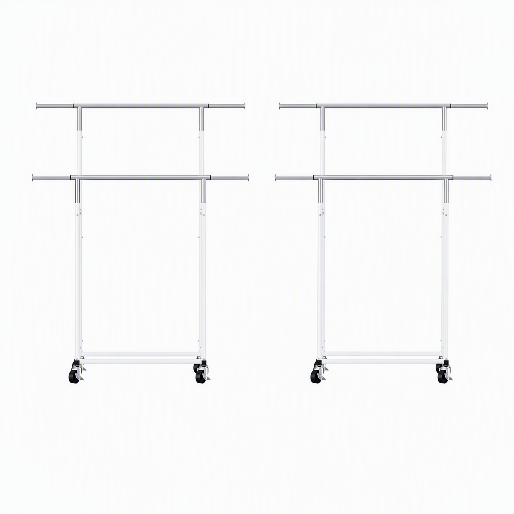 Artiss 2X Clothes Rack Double Rod Airer Rail Coat Stand Adjustable Hanger Awezingly