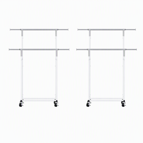 Artiss 2X Clothes Rack Double Rod Airer Rail Coat Stand Adjustable Hanger Awezingly
