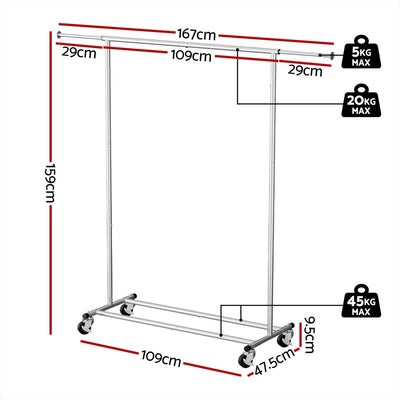 Artiss Clothes Rack Airer Rail Coat Stand Adjustable Hanger