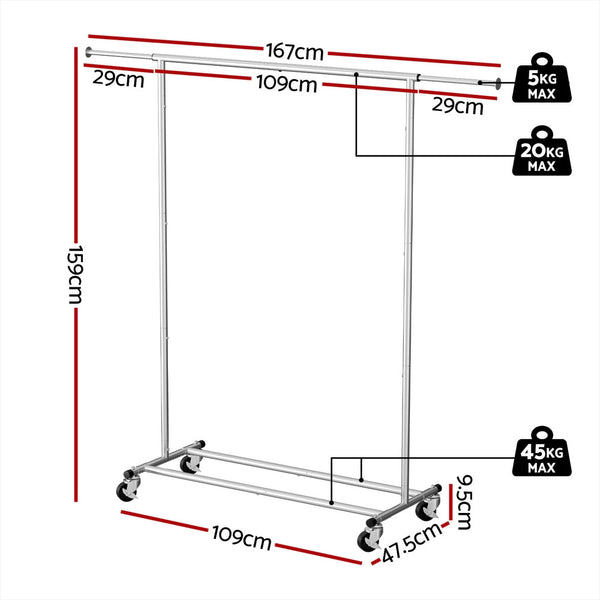Artiss Clothes Rack Airer Rail Coat Stand Adjustable Hanger Artiss