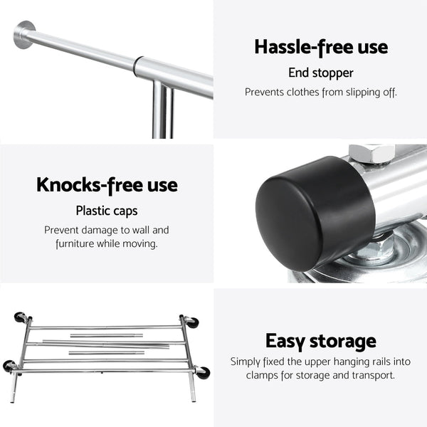 Artiss Clothes Rack Airer Rail Coat Stand Adjustable Hanger Artiss