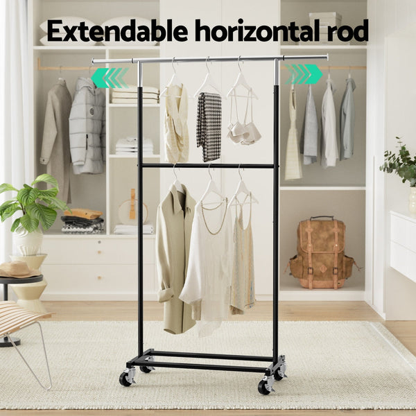 Artiss Clothes Rack Double Rod Airer Rail Coat Stand Adjustable Hanger Artiss