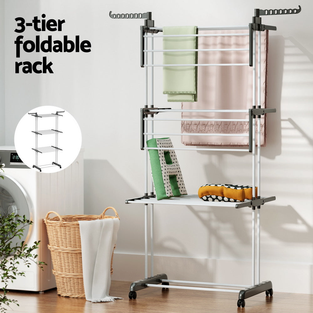 Artiss Clothes Airer Drying Rack 173cm Coat Hanger Foldable Artiss