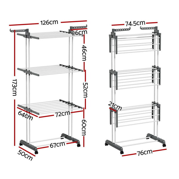 Artiss 2X Clothes Drying Rack 173cm Coat Airer Hanger Foldable Awezingly