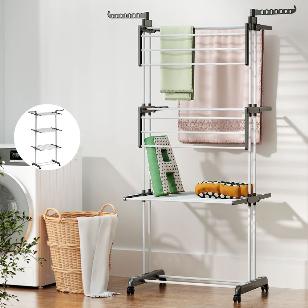 Artiss 2X Clothes Drying Rack 173cm Coat Airer Hanger Foldable Awezingly