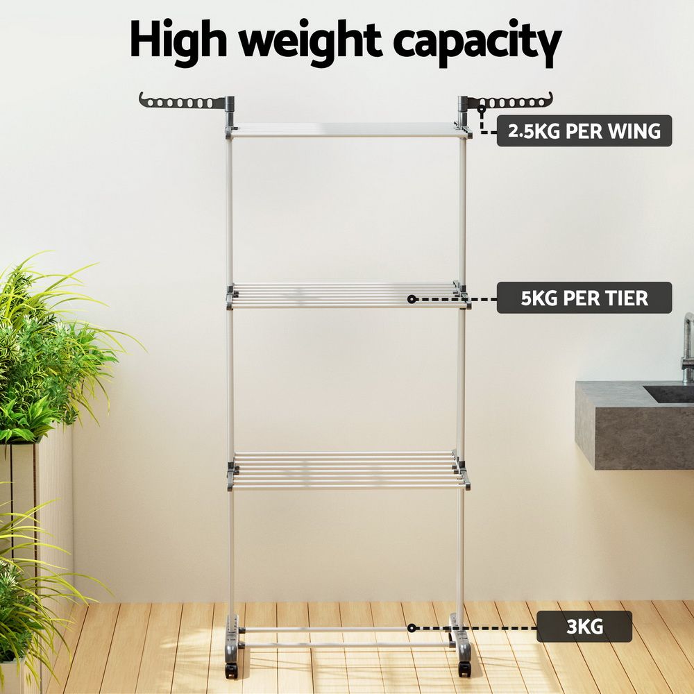 Artiss 2X Clothes Drying Rack 173cm Coat Airer Hanger Foldable Awezingly