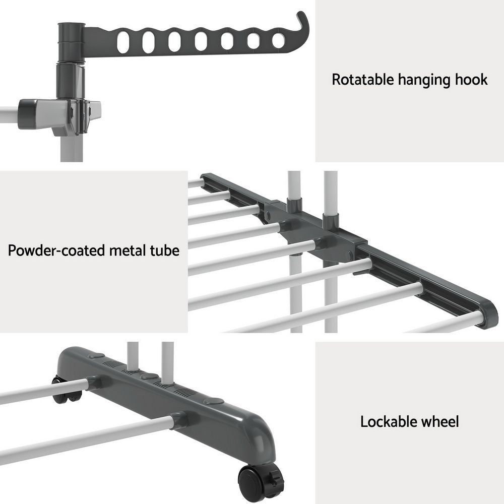 Artiss 2X Clothes Drying Rack 173cm Coat Airer Hanger Foldable Awezingly