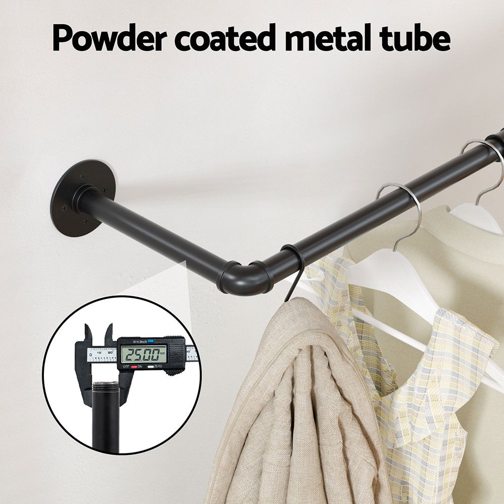 Artiss Clothes Rack Garment Rail Metal Industrial Pipe Wall Mounted 2 Pack Awezingly